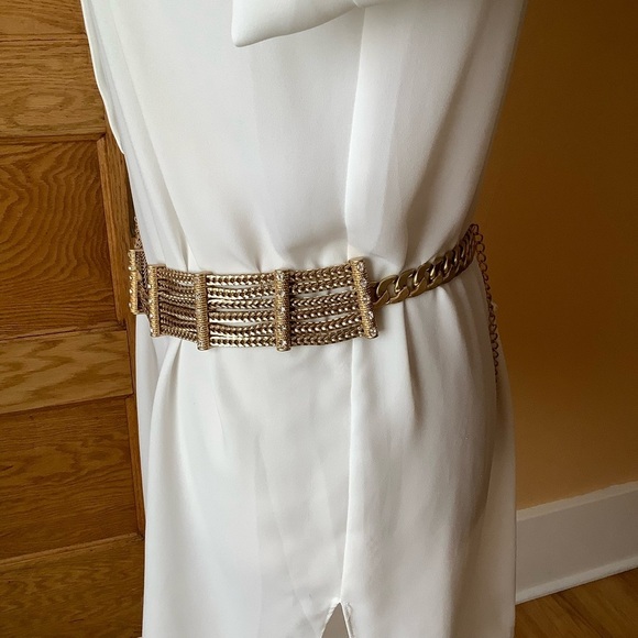 ZARA Heavy Gold Tone Webbed Chain Belt OS - Picture 10 of 15